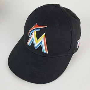 OC Sports MLB Miami Marlins Youth Baseball Hook & Loop Adjustable Cap Hat Black